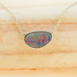 Sterling Silver Doublet Opal Pendant with Chain