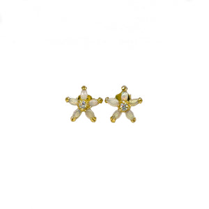 Gold Plated White Opal Flower Earrings - Fremantle Opals