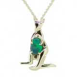 14ct White Gold Doublet Opal Kangaroo Pendant