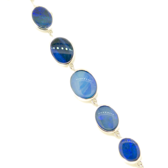 Sterling Silver Doublet Opal Bracelet