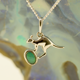 Sterling Silver Doublet Opal Kangaroo Pendant