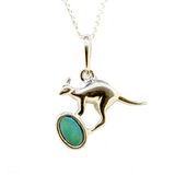 Sterling Silver Doublet Opal Kangaroo Pendant