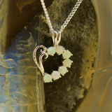 Sterling Silver Solid Opal Heart Pendant