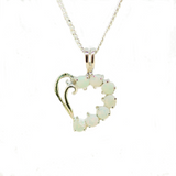 Sterling Silver Solid Opal Heart Pendant