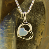 Sterling Silver Crystal Opal Heart Pendant