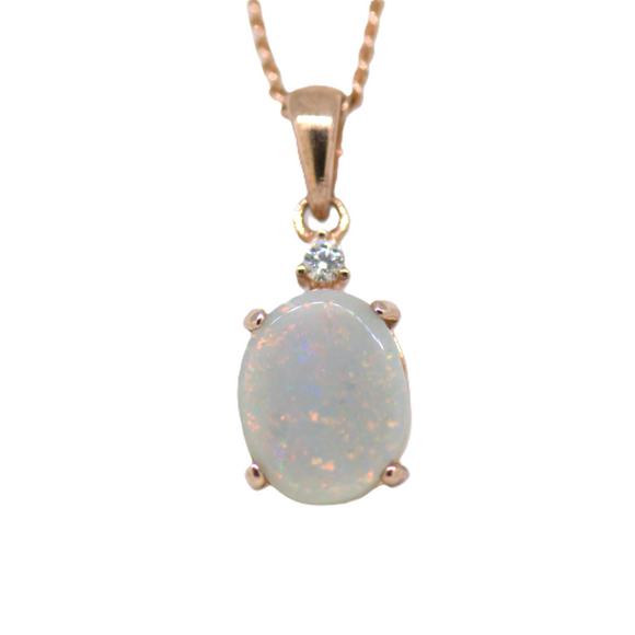 Rose Gold Plate Lightning Ridge Opal Pendant