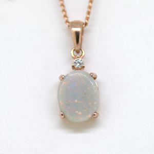 Rose Gold Plate Lightning Ridge Opal Pendant