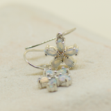 Sterling Silver Solid Opal Flower Earrings