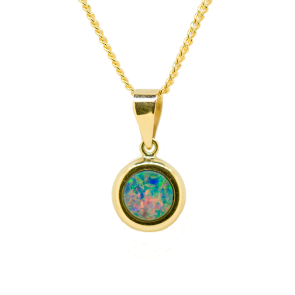 14ct Yellow Gold Doublet Inlay Pendant