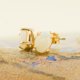 Sterling Silver Gold Plated Solid Opal Earrings