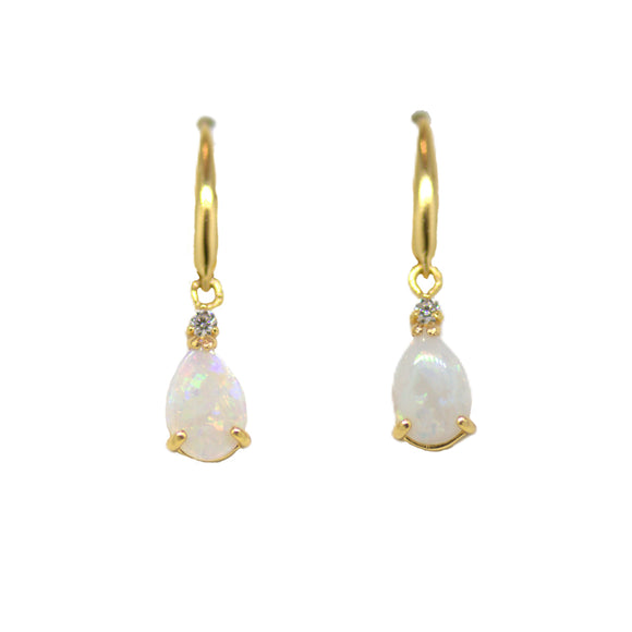 Sterling Silver Gold Plated Solid Opal Earrings