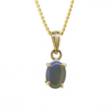 9ct Yellow Gold Black Opal Pendant