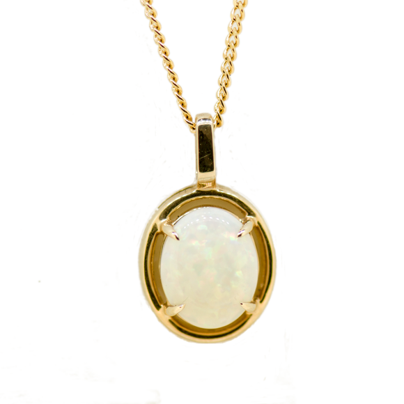 14ct Yellow Gold Solid Opal Pendant