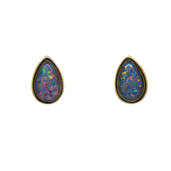 Sterling Silver Gold Plated Triplet Opal Earrings