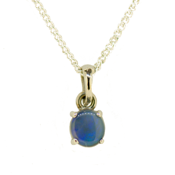 14ct White Gold Black Opal Pendant