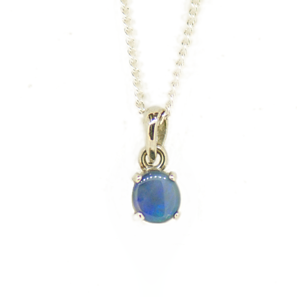 14ct White Gold Black Opal Pendant