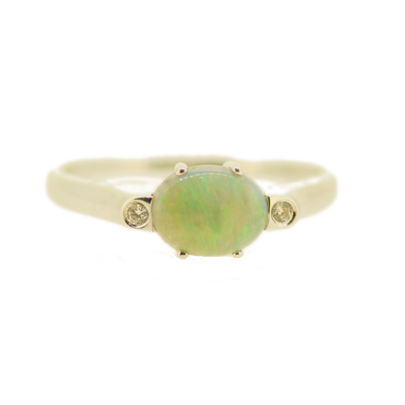 Sterling Silver Solid Opal Ring