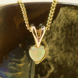9ct Yellow Gold Solid Opal Heart Pendant