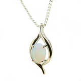 9ct  White Gold Solid Opal Pendant