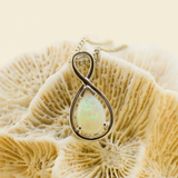 9ct White Gold Solid Opal Pendant