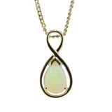9ct White Gold Solid Opal Pendant