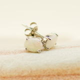 9ct White Gold Solid Opal Earrings