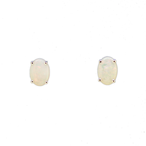 9ct White Gold Solid Opal Earrings