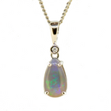 18ct White Gold Lightning Ridge Crystal Opal Pendant