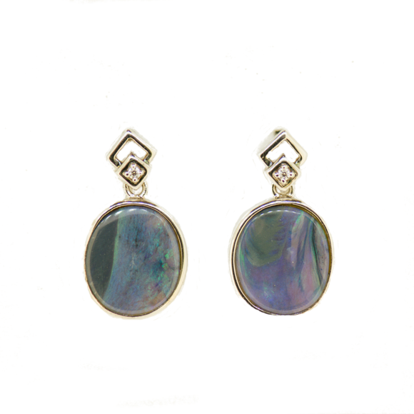Sterling Silver Black Opal Earrings