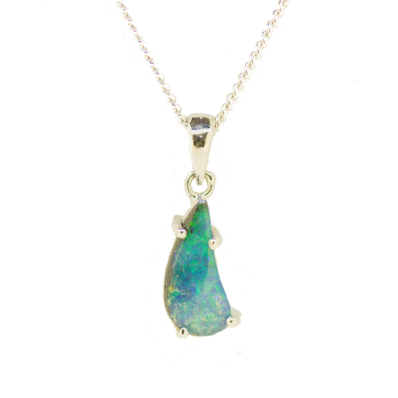 14ct White Gold Boulder Opal Pendant