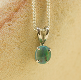 14ct White Gold Solid Black Opal Pendant