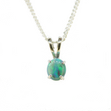 14ct White Gold Solid Black Opal Pendant