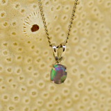 14ct White Gold Black Opal Pendant