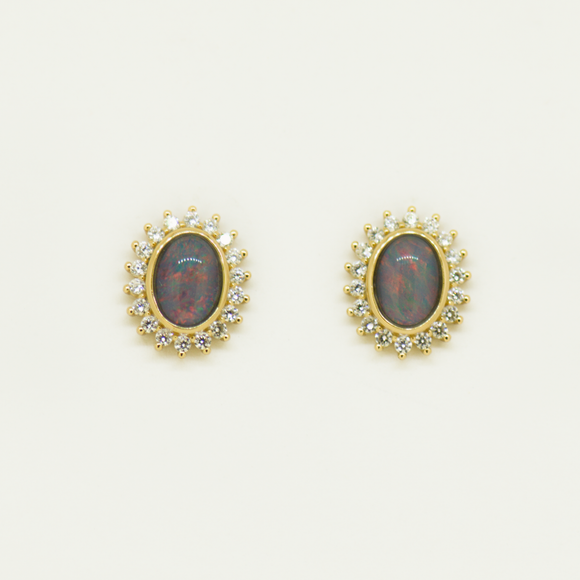 Sterling Silver Gold Plated Triplet Opal Earrings