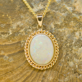 14ct Yellow Gold Solid Opal Pendant