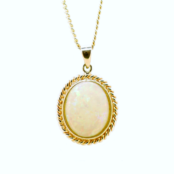 14ct Yellow Gold Solid Opal Pendant