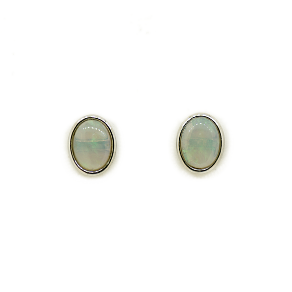 Sterling Silver Solid Opal Earrings