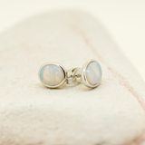 Sterling Silver Solid Opal Earrings