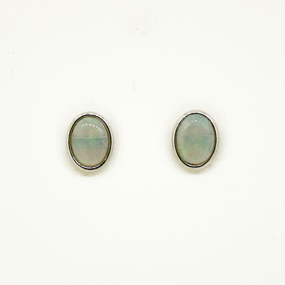 Sterling Silver Solid Opal Earrings