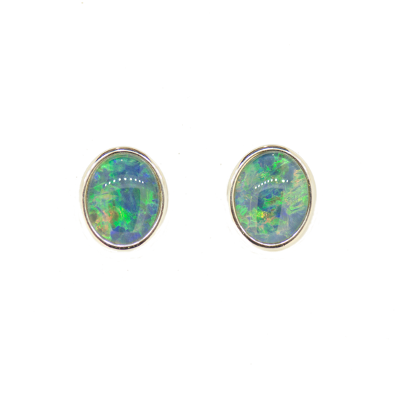 Sterling Silver Triplet Opal Earrings