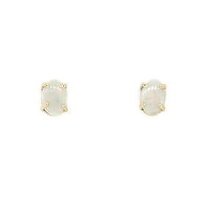 14ct Yellow Gold Solid Opal Earrings