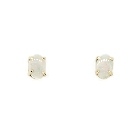 14ct Yellow Gold Solid Opal Earrings