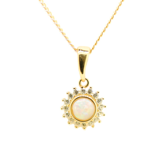 Sterling Silver Gold Plated Solid Opal Pendant