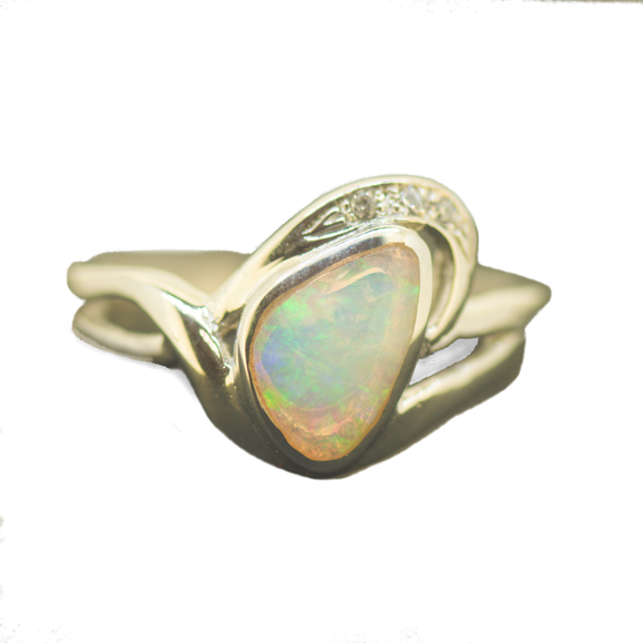 Sterling Silver Solid Opal Ring
