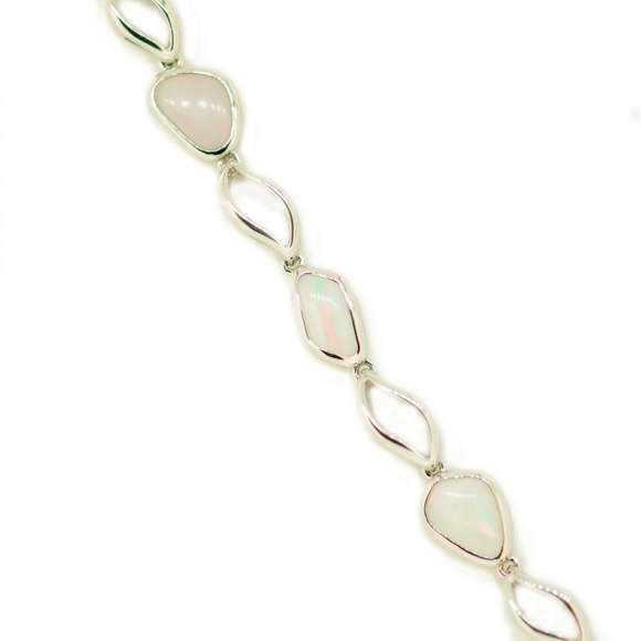 Sterling Silver Solid Opal Bracelet