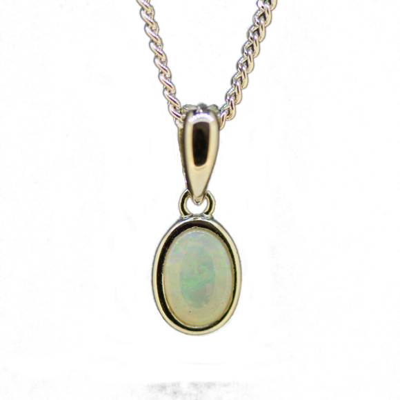 Sterling Silver Solid Opal Pendant