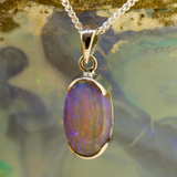 14ct White Gold Queensland Boulder Opal Pendant