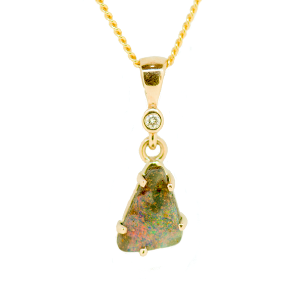14ct Yellow Gold Boulder Opal Pendant