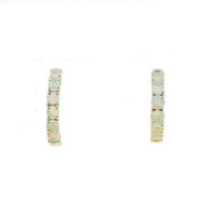9ct White Gold Solid Opal Huggie Earrings