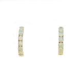 9ct White Gold Solid Opal Huggie Earrings